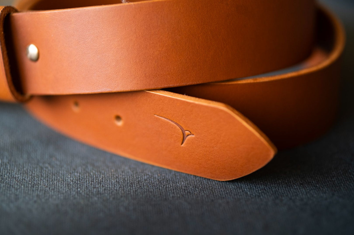 Wren Indian handmade full-grain leather belt with solid brass hardware in tan
